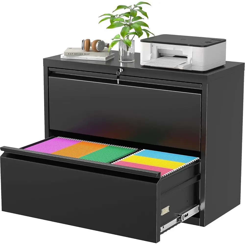 File Cabinet Lateral - Черный металлический шкаф для документов с